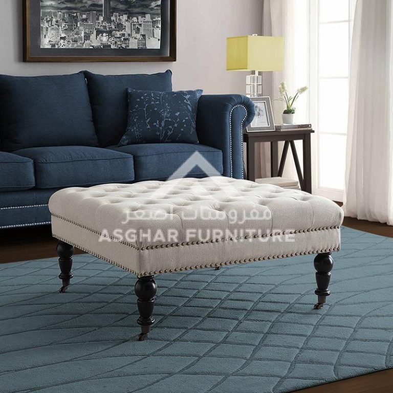 Axton Premium Tufted Ottoman Beige