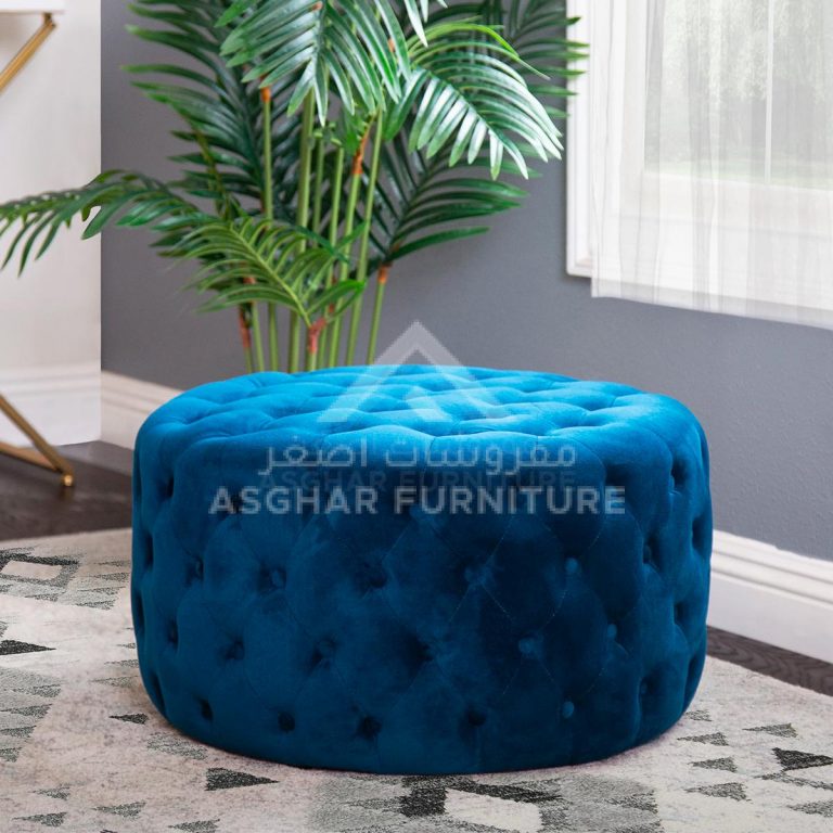 Cavril Grand Velvet Ottoman Blue