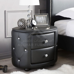 Oval 2 Drawer Nightstand Black