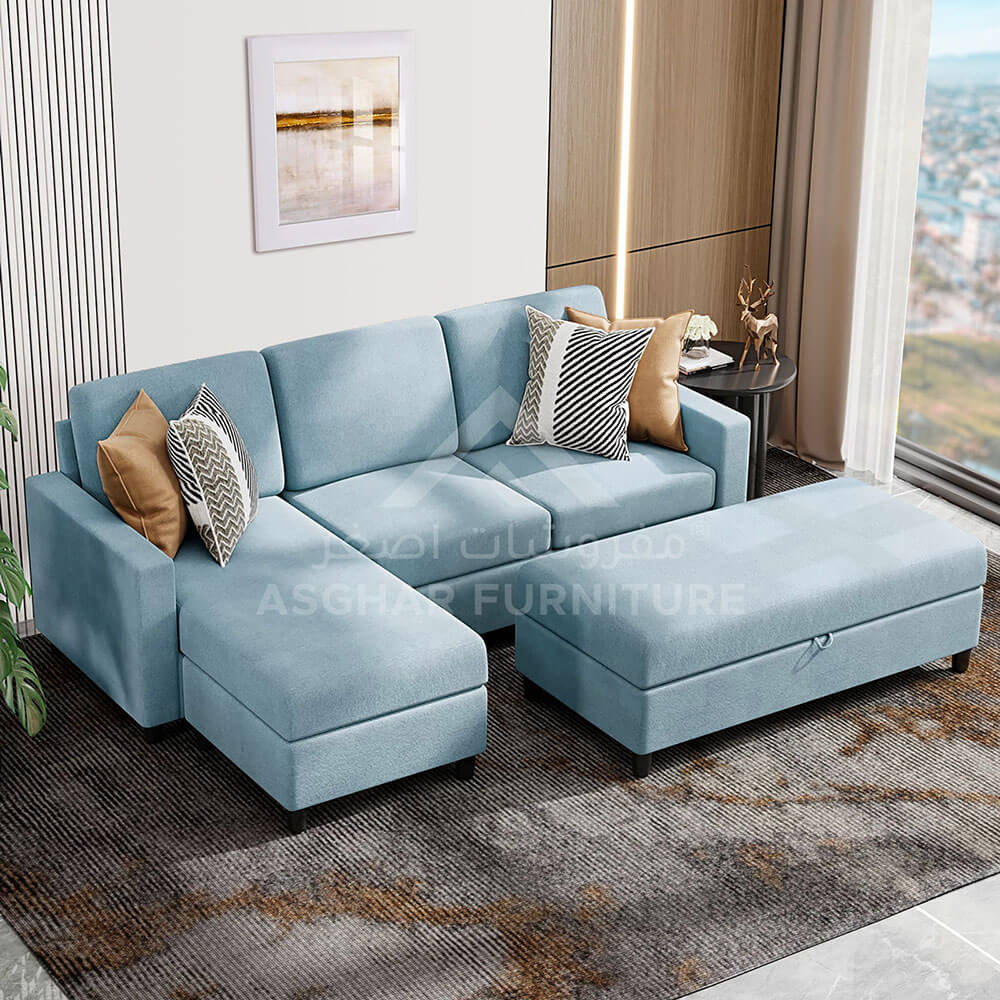 convertible sectional sofa sky blue