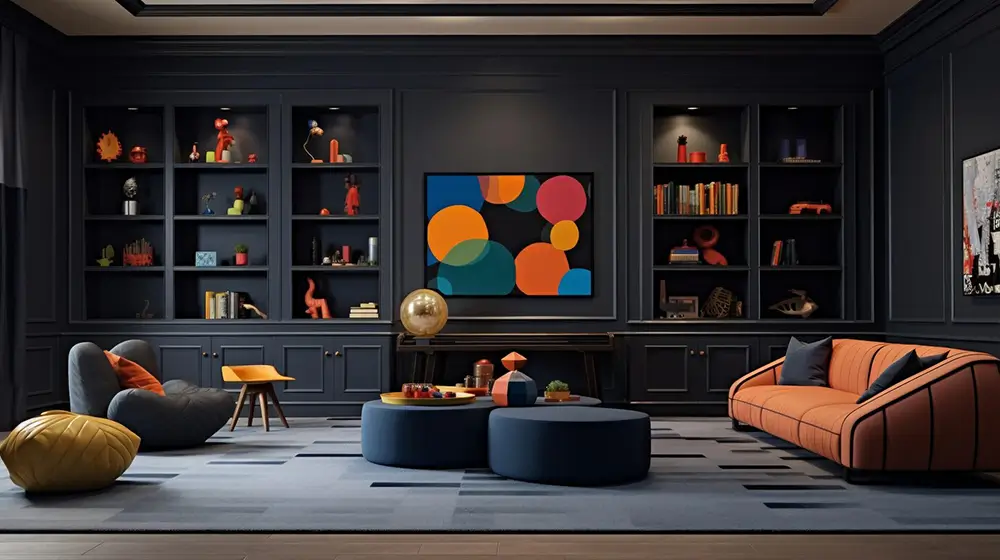 orange sofa set in living room furniture