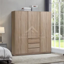 3-Door Wooden Wardrobe