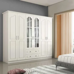 6-Door White Wardrobe