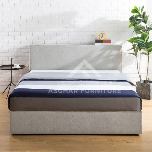 aura minimalist upholstered bed light gray